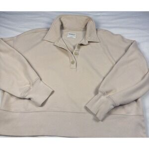 Abercrombie & Fitch Beige Collar Cropped Sweatshirt Women Size Large Cottagecore